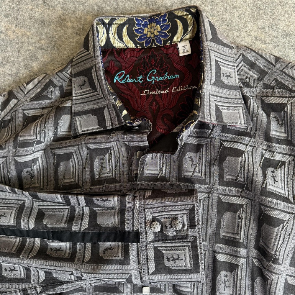 Robert Graham Feeling Good Shirt Mens XL Gray Ltd. Ed. Embroidered 111 of 626